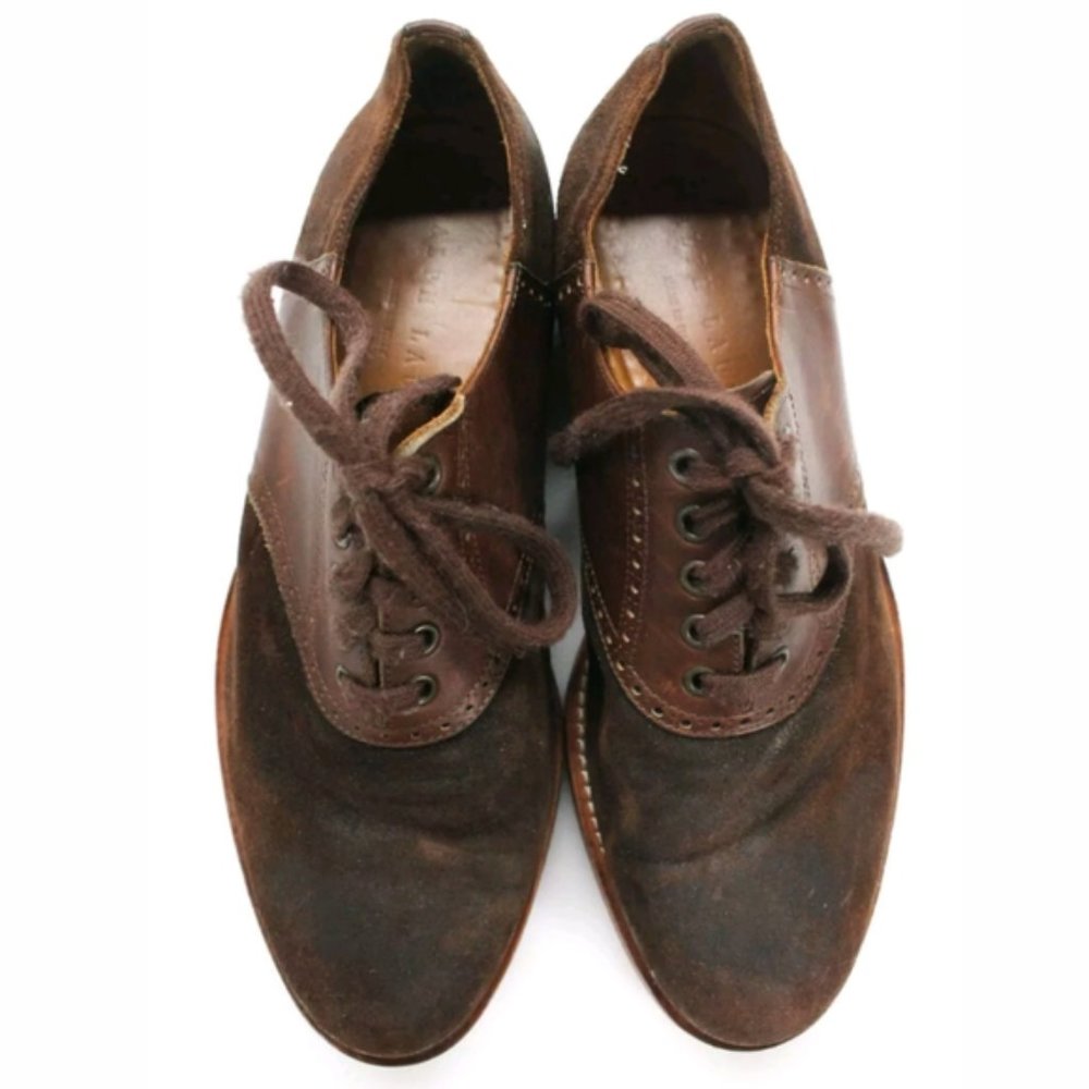 RALPH LAUREN ROUND TOE OXFORD SHOES BROWN suede 8 - Picture 1 of 5